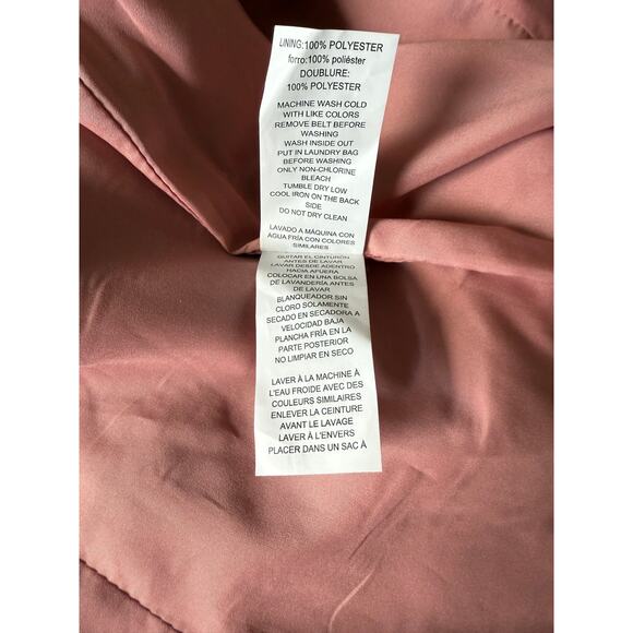 Michael Kors Faux Leather Moto Jacket Pink Belted XXL Gold Zip Biker Style - Picture 7 of 9